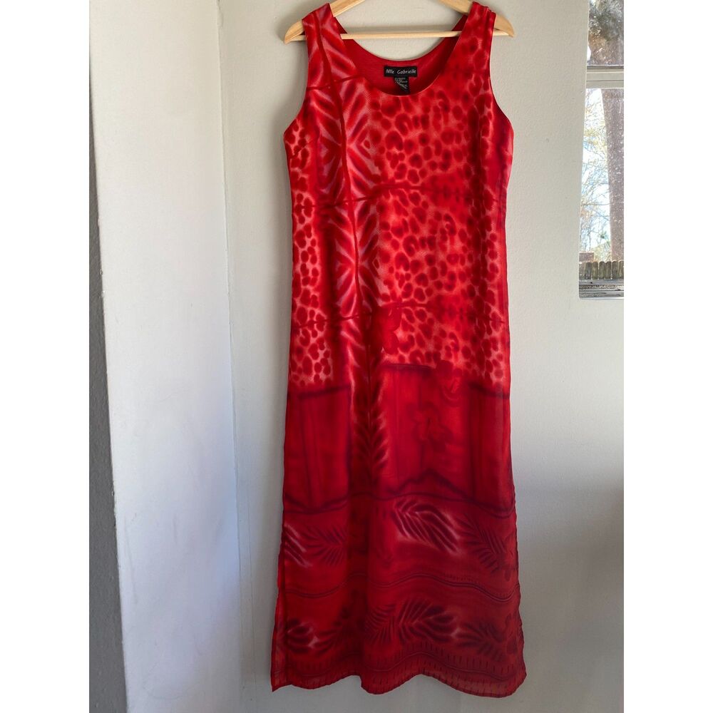 Mlle Gabrielle Red Hibiscus Floral Print Sleeveless Dress Size 8